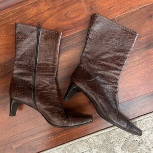Vintage Phyllis Poland Croc Ankle Boots